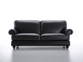 Sofá de 2 plazas 178 x 92 x 88 cm - negro - tapizado efecto piel con reposabrazos redondeados - diseño clásico para salón