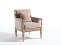 Sillón tapizado 78 x 80 x 100 cm - beige y madera natural - estructura tallada de estilo clásico