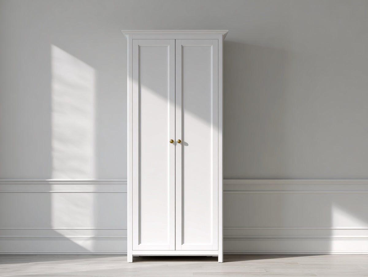 Armario 90 x 50 x 190 cm - blanco - 2 puertas para dormitorio con diseño clásico