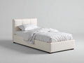 Cama individual tapizada 205 x 100 x 105 cm - blanco marfil - cabecero acolchado y diseño moderno para dormitorio