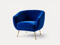 Sillón tapizado 82 x 78 x 78 cm - azul y dorado - respaldo envolvente diseño moderno