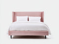 Cama doble tapizada de terciopelo 210 x 160 x 120 cm - rosa claro - dormitorio - cabecero envolvente moderno