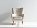 Sillón tapizado en tela 82 x 86 x 105 cm - crema - salón - respaldo alto capitoné y patas de madera