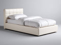 Cama individual tapizada 205 x 105 x 100 cm - beige - cabecero acolchado diseño moderno