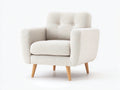 Sillón tapizado 82 x 78 x 86 cm - beige y madera - respaldo acolchado con botones y reposabrazos - diseño moderno para salón