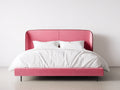 Cama doble tapizada de tejido 210x160x120 cm - Rosa y negro - Diseño moderno para dormitorio