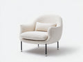 Sillón tapizado 82 x 78 x 80 cm - blanco crema - tejido texturizado con patas metálicas y diseño envolvente