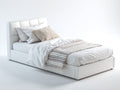 Cama individual tapizada 205 x 105 x 100 cm - blanco - cabecero acolchado diseño moderno