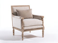 Sillón tapizado 78 x 76 x 92 cm - beige y madera - respaldo acolchado con reposabrazos - diseño clásico para salón