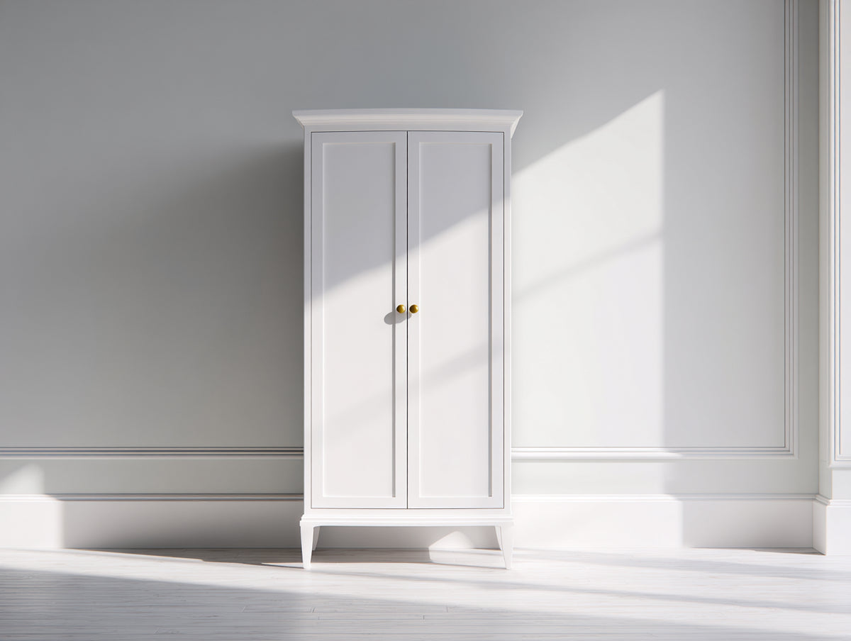 Armario de madera 90 x 50 x 190 cm - blanco - dormitorio - diseño clásico de 2 puertas