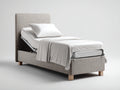 Cama individual tapizada 205 x 100 x 100 cm - gris claro - estructura elevable con cabecero recto - diseño moderno para dormitorio