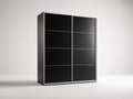 Armario de 2 puertas correderas madera de ingeniería 180x60x200 cm - Negro y plateado - Diseño moderno