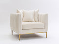 Sillón tapizado en tela 95 x 90 x 80 cm - crema - salón - diseño moderno con patas metálicas doradas